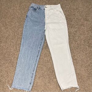Pacsun two tone hi rise straight leg jeans 27 colorblock patchwork‎ distressed